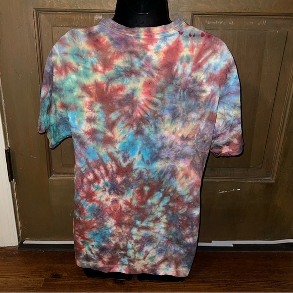 Nike Active Blue Red Multicolor Tie Dye Classic Cotton Short Sleeve Shirt Size M - Picture 6 of 11